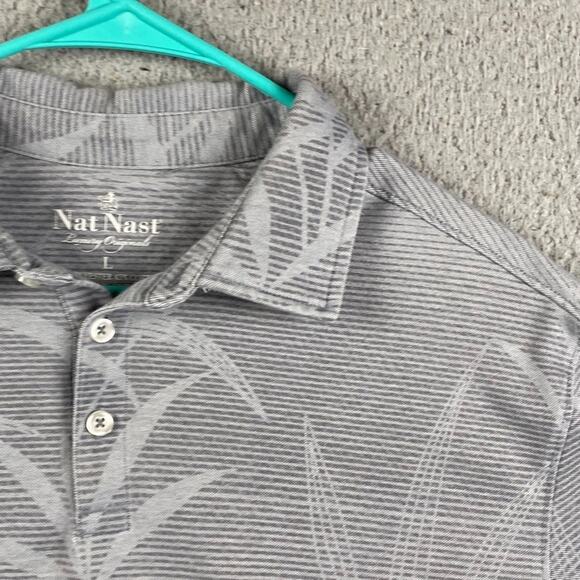 Nat Nast Polo Golf Causal Shirt Mens Large Gray Floral Print Classic Performance - Picture 4 of 11